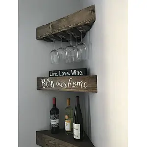 Corner Wine Rack  6 Glasses Wall Mounted Shelf