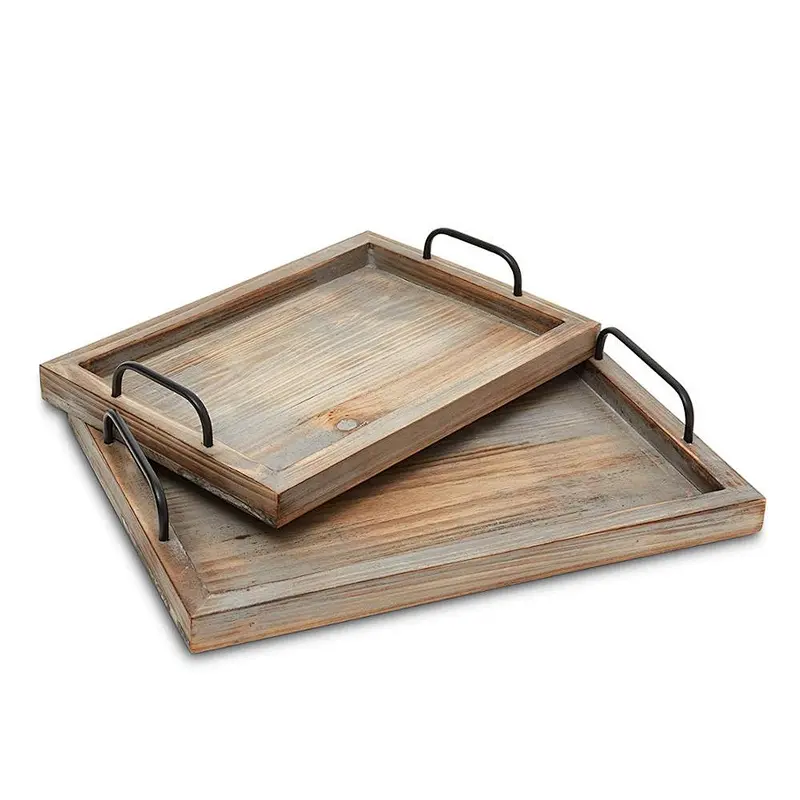 Wooden  serving tray  wooden tray handle