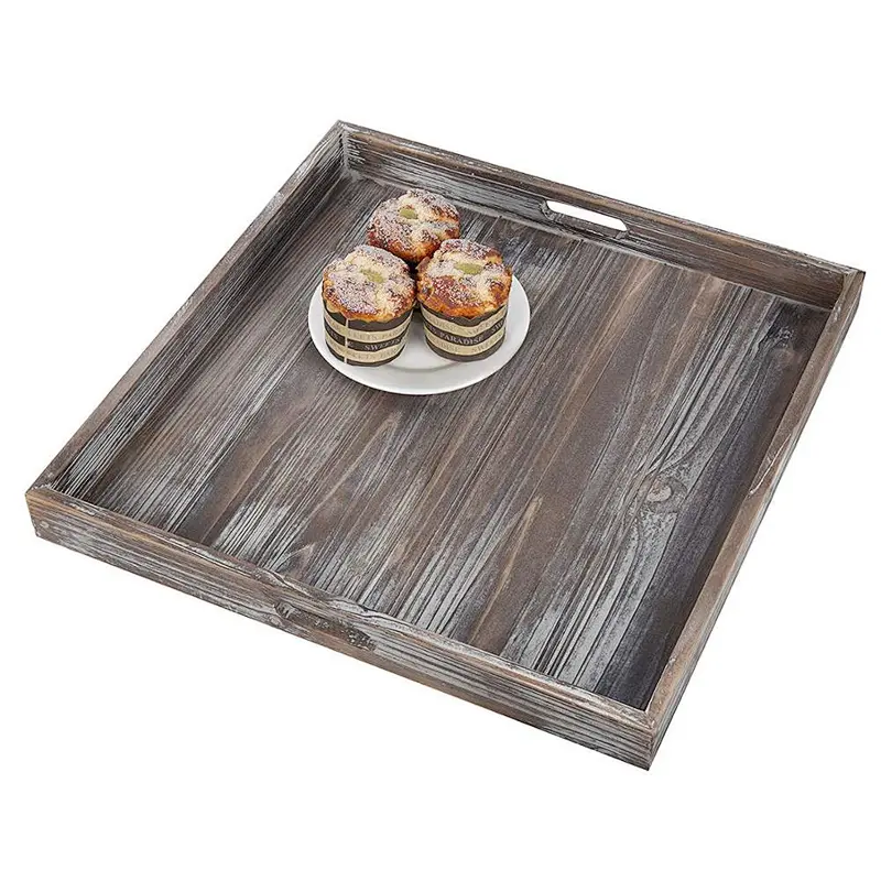 Serving wooden tray  wooden ottoman tray