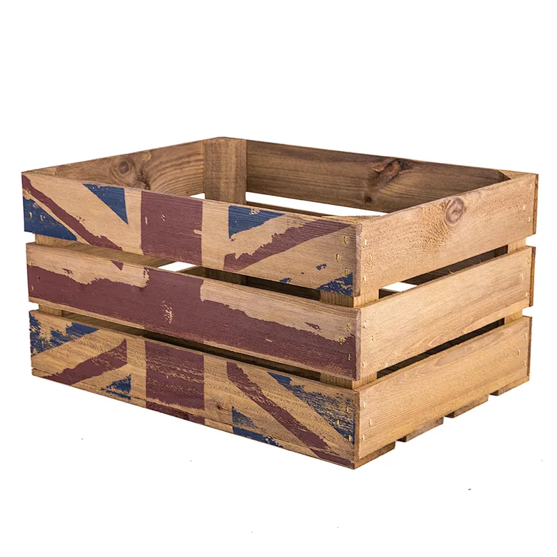 Union Jack Printed Large Wooden Crate