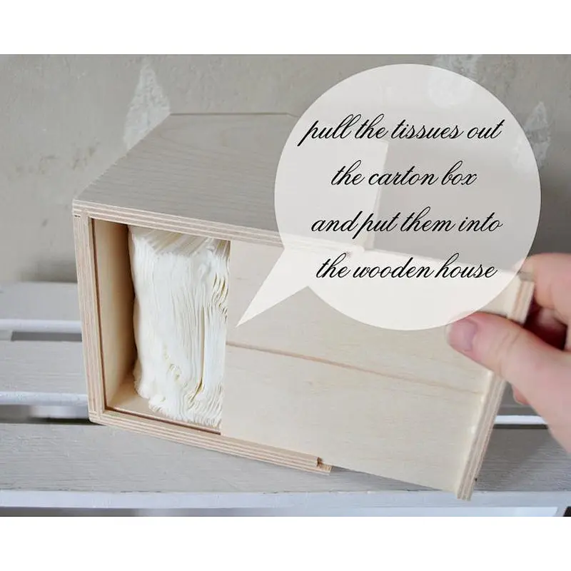Tissue box - wooden house with chimney,  christmas decor, unpainted, natural wood