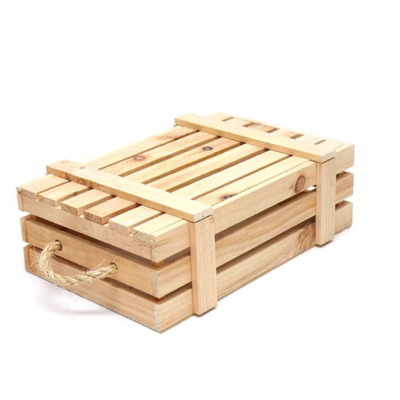 cheap Unfinished  Vegetable and fruits wholesale rustic wedding personalized customized delicate   wooden crate with slide  lid