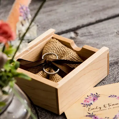 Floral Square Ring Bearer wooden ring box