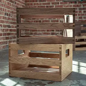Wooden Open Lidless Crate Natural Untreated Plain Storage Craft Box