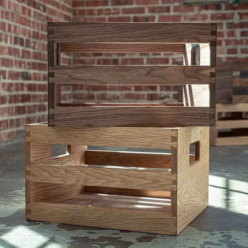 Wooden Open Lidless Crate Natural Untreated Plain Storage Craft Box