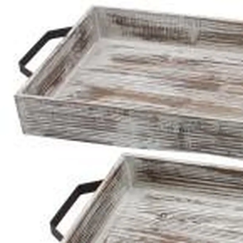 Rustic Serving Tray Set of 2 Wooden Trays For Decoration Wooden Tray Wooden Trays and Boxes Wooden Tray With Handle