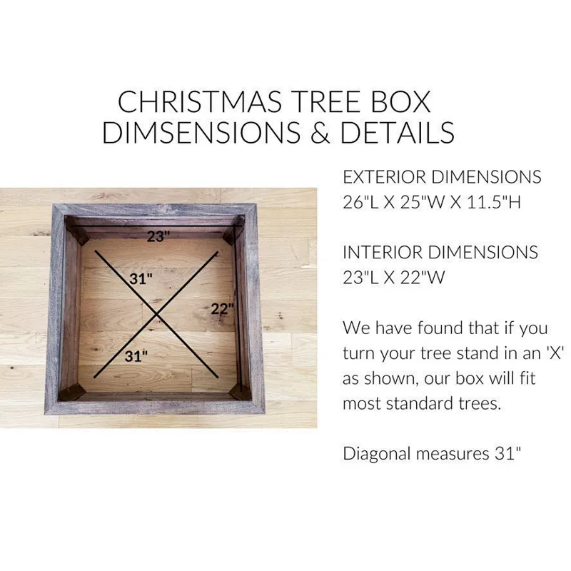 Christmas Tree Box - Skirt Replacement Wood Crate - Heart Pine  Reindeer Treats Label
