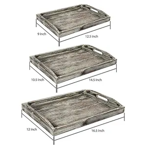 JUNJI Wooden Trays and Boxes Large Wooden Trays Wooden Dry Fruit Tray