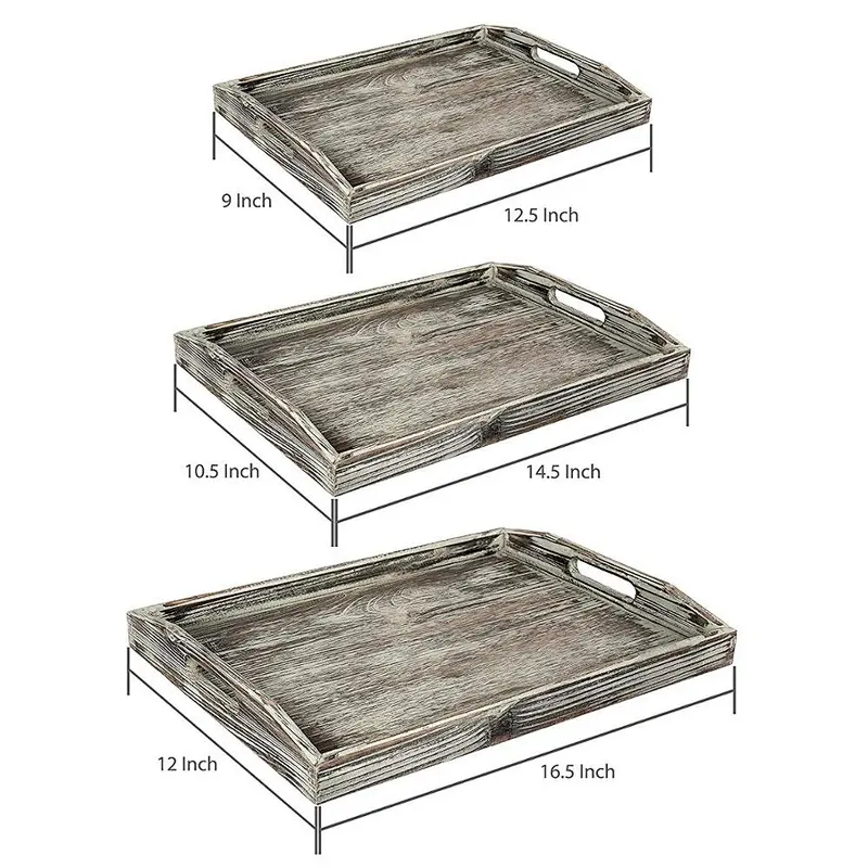 JUNJI Wooden Trays and Boxes Large Wooden Trays Wooden Dry Fruit Tray