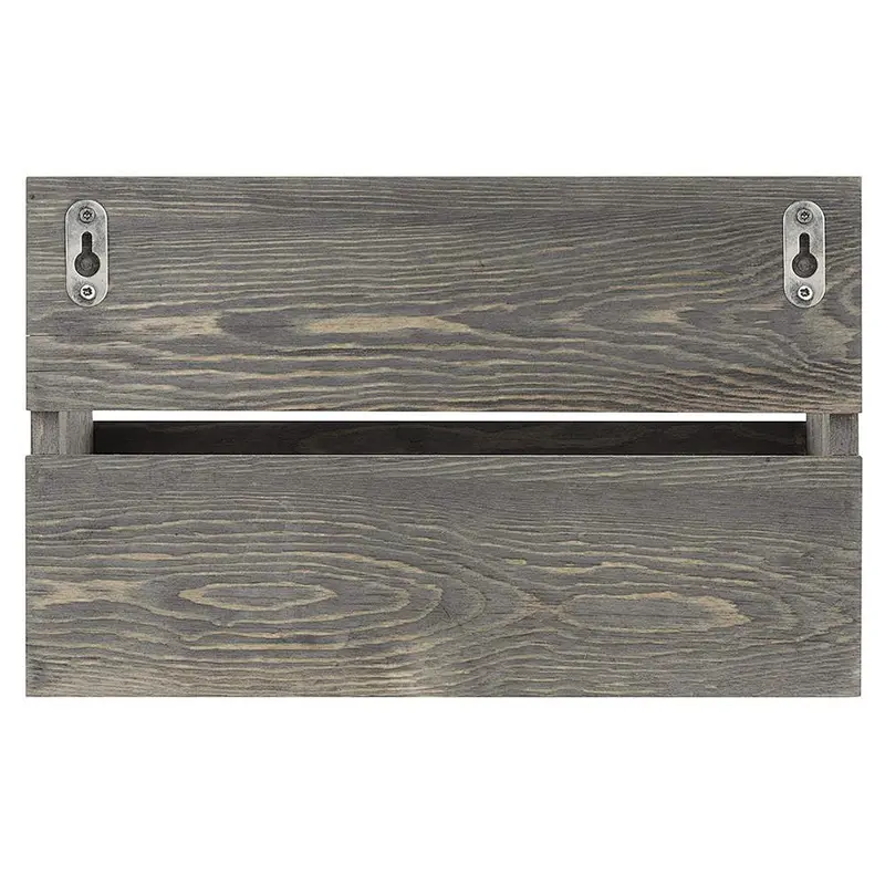 Rustic Gray Wood Wall Mounted Mail Holder Organizer with 4 Key Hooks