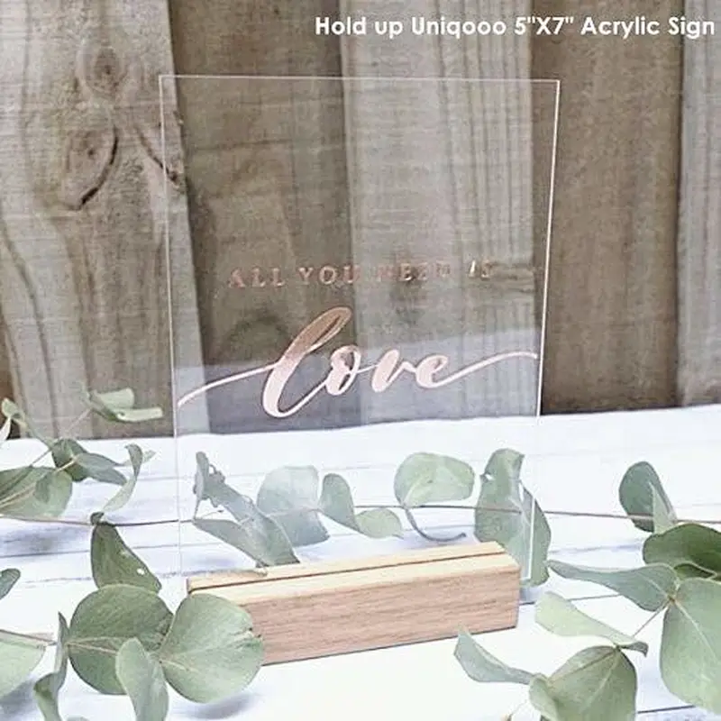 Pack Modern Acrylic Sign Holders Wood Table Numbers Display Stands Place Card Holder Perfect for Retail Shop Wedding Di