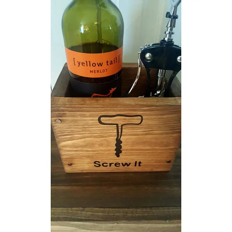 Wine box Wooden wine Bottle Holder  Humorous wine enthusiast gift Personalized gift  Handmade