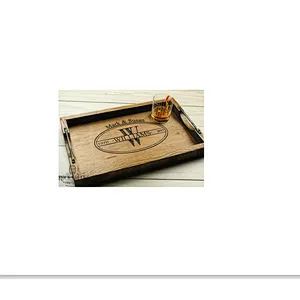 Home decpr Wedding gift personalized serving tray with handles rustic home decor