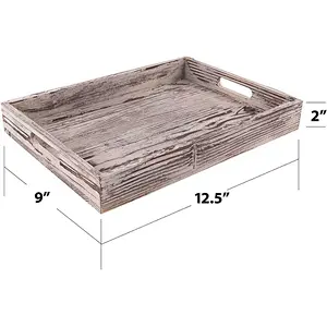 Decorative Natural Wood Serving Tray - Rustic Vintage Style