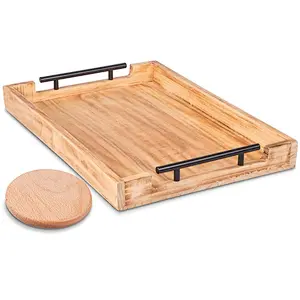 Christmas  Walnut Wood  Tray with Handles Serve Coffee Tea  Breakfast in Bed or for Ottomans tray