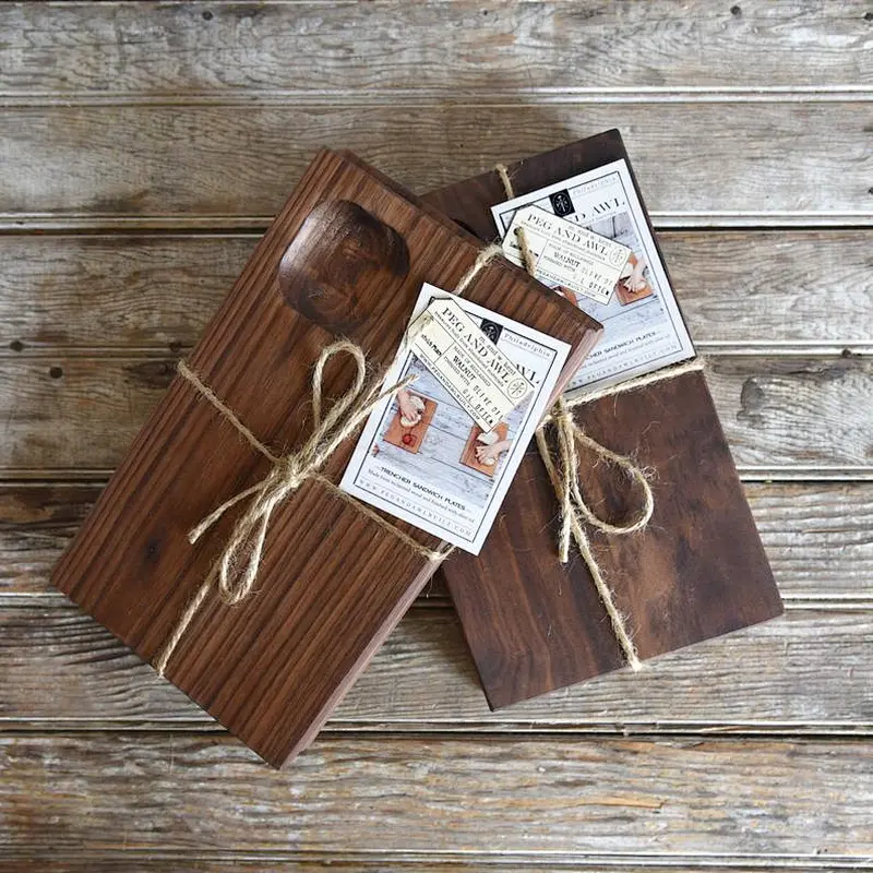 Wooden Sandwich Plates, Small Serving Tray, Cutting Board, Minimalist Kitchen Deco