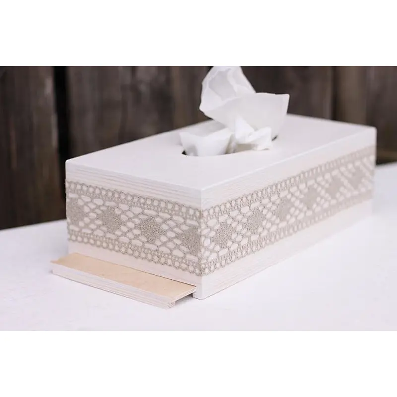 Rectangular Tissue Box Cover, White Wooden Box, Ready for Shipping