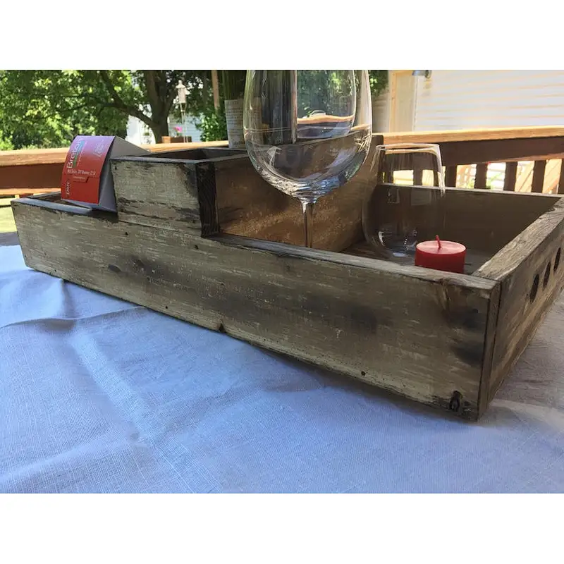 Handmade Rustic Wooden Wine Serving Tray 2020