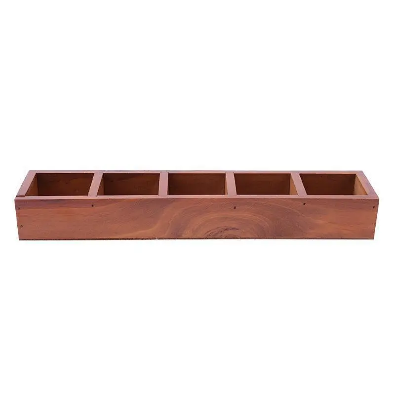 Wooden Flowerpot Succulents 5 Grids Storage Box Balcony Desktop Vintage Holder