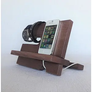 Wood docking station organizer wood phone docking station wireless charge docking station wood