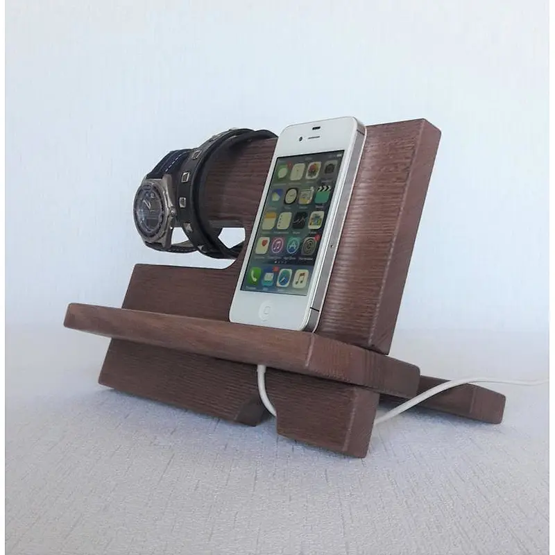 Wood docking station organizer wood phone docking station wireless charge docking station wood