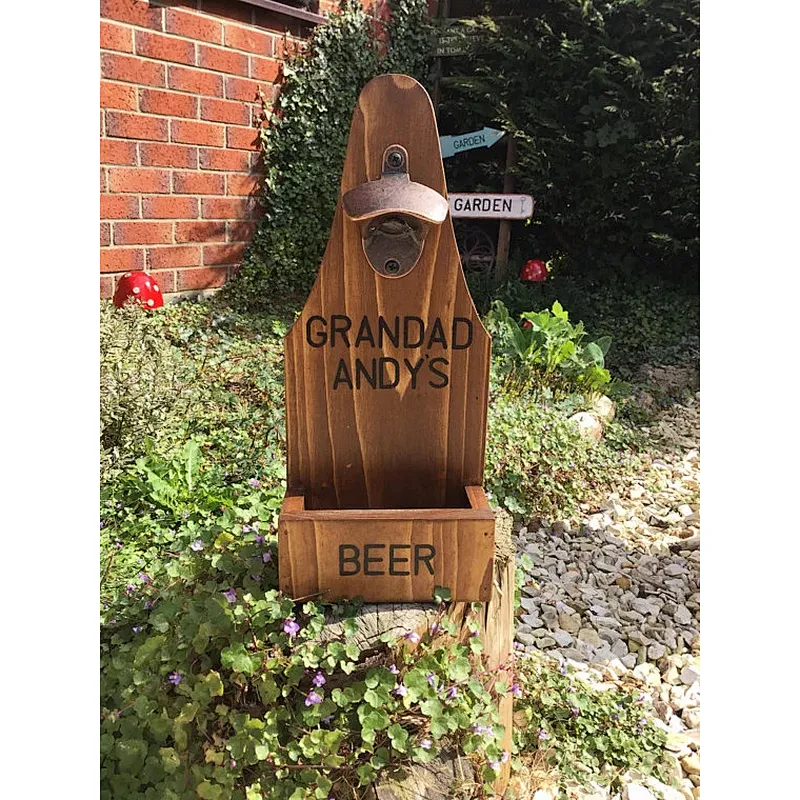 Wood bottle opener, Man's gift, Christmas Bar wooden decor - beer Cap Catcher- bar Accessories