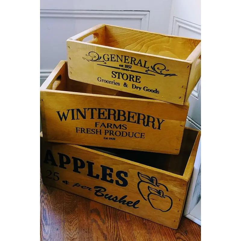 Vintage Style  Wooden Storage Crate Champagne  Box Clothing Box
