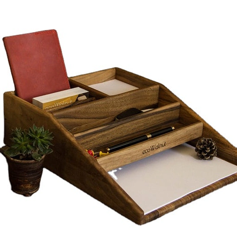 Wood Stationery Set Holder For Paper Pencil Glasses Pen Office Decor Desk Accessories Document Holder