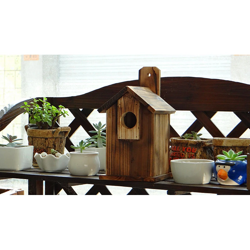 JUNJI Best Bird House Wood New Cedar Wooden Decorative Birdhouse Hanging Nest Rustic