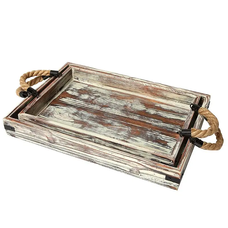 Antique Style Wooden Serving Tray Wooden Tray With Handle Wooden Trays For Decoration Wooden Tray Rustic Large Wooden Trays