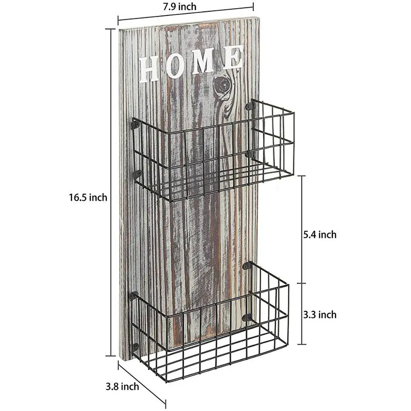 Entryway Organizer Key and Mail Shelf with Hooks, Rustic Home Decor Organizer, Multiple Key Holder