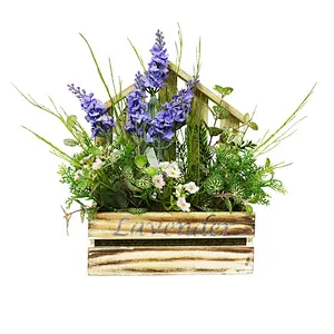 Christmas Decor  Artificial Flower Arrangement in Decorative Wooden Planter