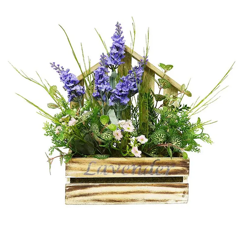 Christmas Decor  Artificial Flower Arrangement in Decorative Wooden Planter