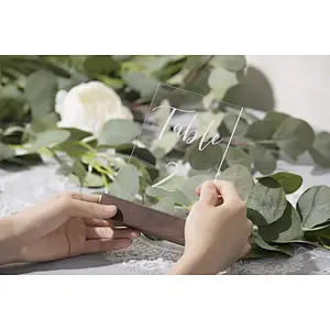 Rustic Acrylic Sign Holders Wood Table Numbers Display Stands  Place Card Holder, Perfect for Retail Shop Wedding Part