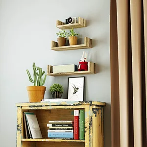 Farmhouse rack rusti Floating Shelves Wall Mounted  Solid Wood Wall Shelves  Torched Finish