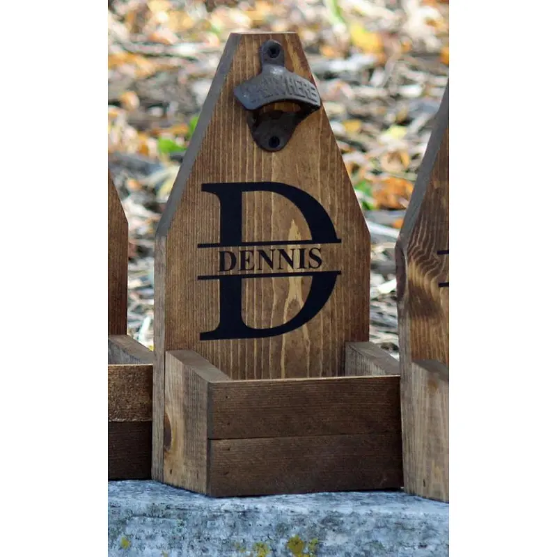 Bottle Cap Catcher PERSONALIZED BEER Bottle Opener & Catcher Rustic Wood Brewery Monogram Groomsman Gift Christmas Gift for Dad