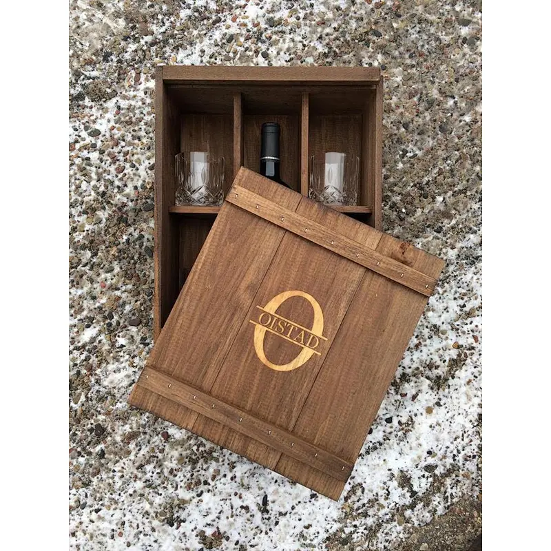 Personalized Wooden Whiskey and Wine   Box for Gift