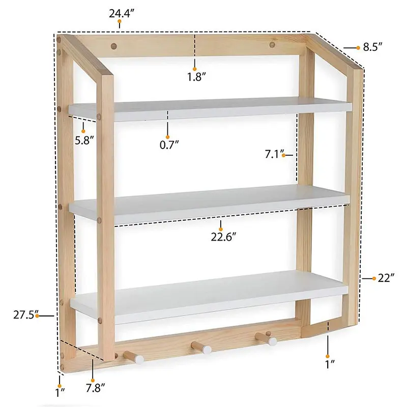 wall rack shelfmail holder and coat key rack Wall Mount Kids Bookshelf 3 Tier Shelf Unit with Diaper wall shelf decormount shelf