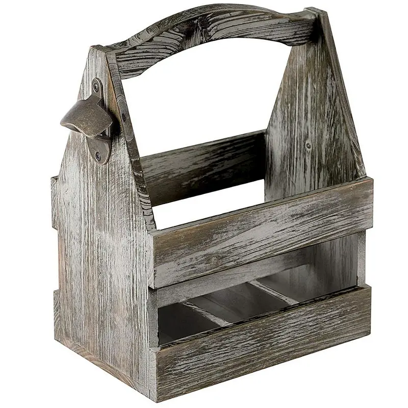 Wooden Beer Bottle Holder wooden beer 6 pack carrier,rustic,fir wood,with opener 2020