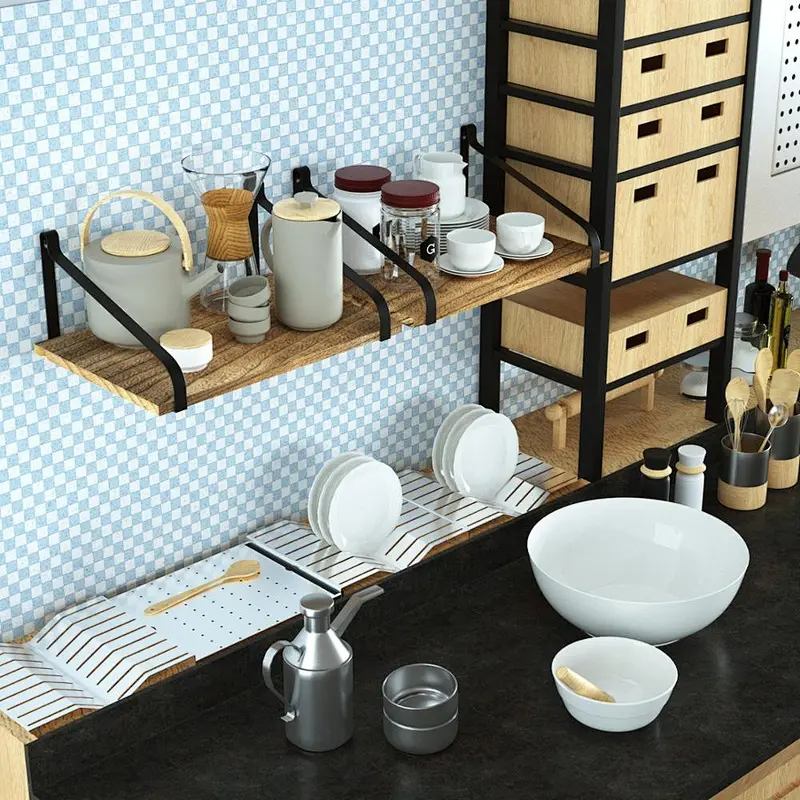 Floating Shelves Wall Mount Rustic Wood Wall Shelves with Large Storage L16.5 x W12 inch for Kitchen Living Room Bathroom