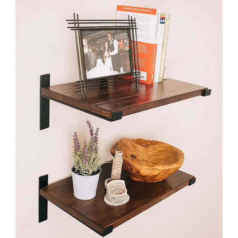 Premium Home Decor Rustic Floating Shelves Industrial Wall Mounted Shelving Real Farmhouse Wood Shelf