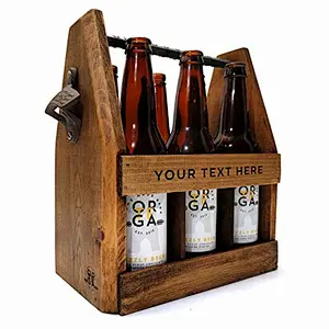 Handcrafted Wooden Beer Caddy with Bottle Opener Customized Six Pack