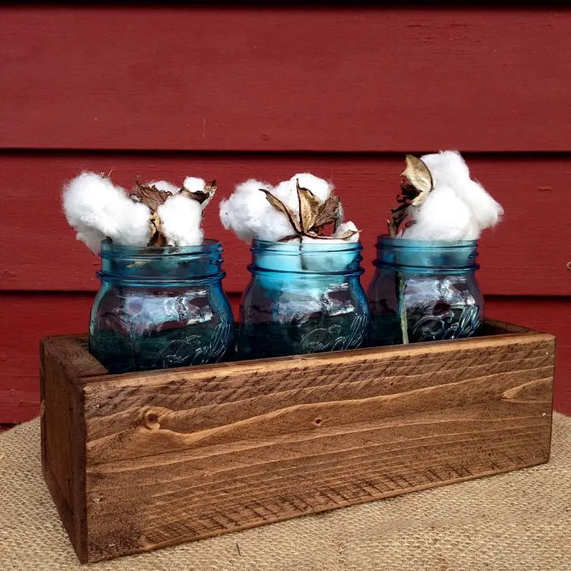 Wedding Centerpiece - Set of 10 - Planter Box - Stained Wood Box - Decor