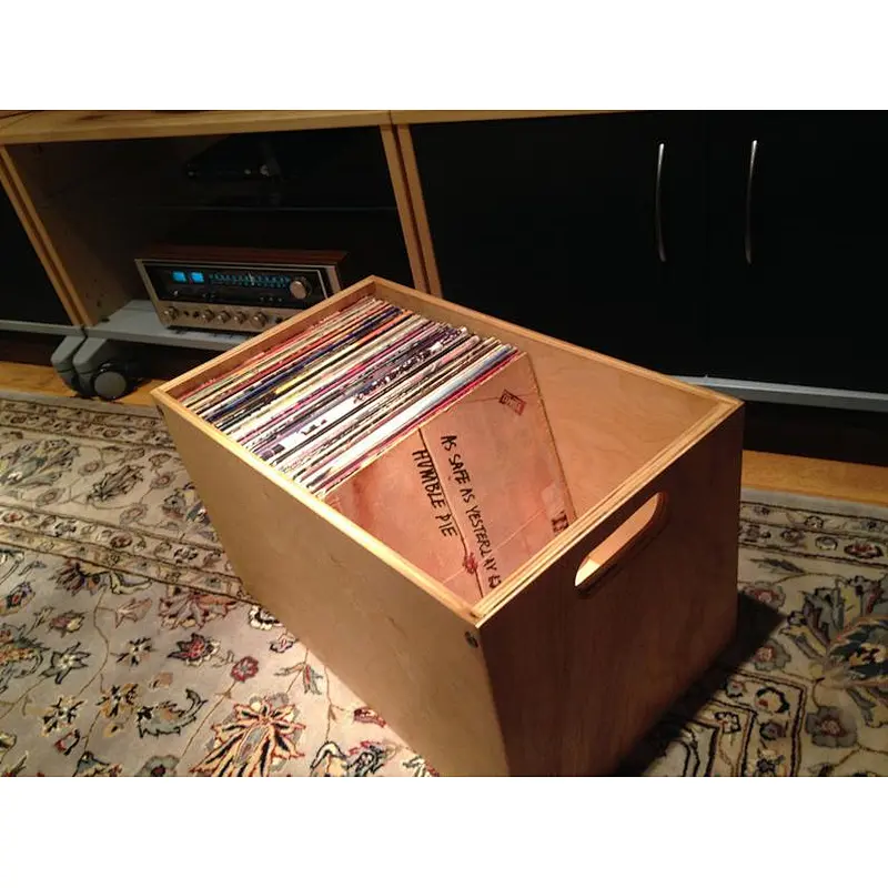 Vinyl LP Record Storage  wooden box