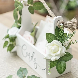 wooden flower box-moment Rustic Wooden Card Box Floral Basket Shape for Wedding Bridal Shower