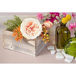 Planter Box Rustic Barn Wood Plastic Liner Square Woodland Wedding Decor Country Chic Centerpiece