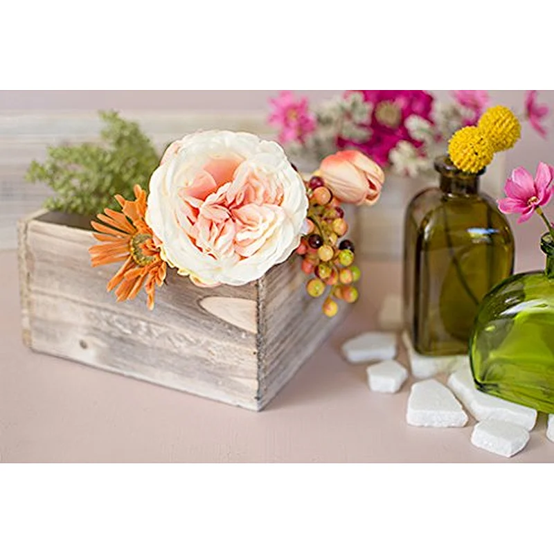 Planter Box Rustic Barn Wood Plastic Liner Square Woodland Wedding Decor Country Chic Centerpiece