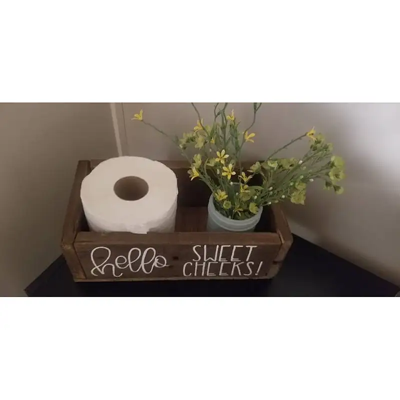 cheeks bathroom toilet box, toilet paper storage box, wooden organizer bathroom storage