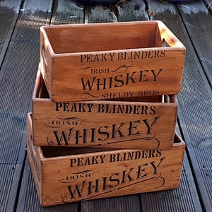 Whiskey Wooden Handcrafted Rustic Oak Storage Wooden Box crate box
