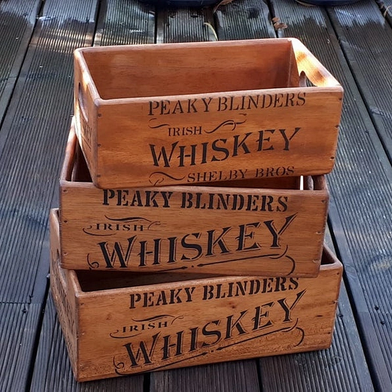 Whiskey Wooden Handcrafted Rustic Oak Storage Wooden Box crate box